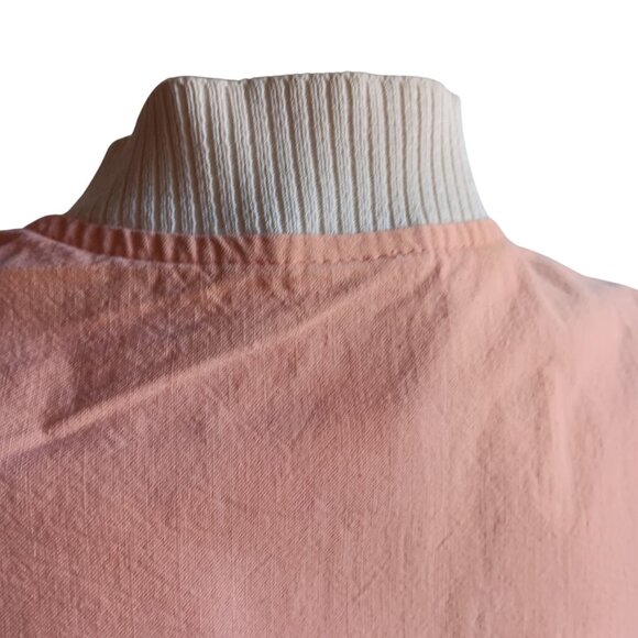 Wome'ns Small Vintage Bomber Jacket 70's Put On Peach Pink Ribbed Collar & Cuffs - Picture 7 of 10